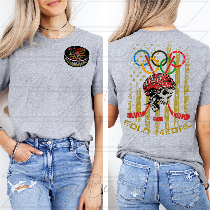 TEAM USA HOCKEY GOLD MEDAL AMERICAN FLAG FRONT