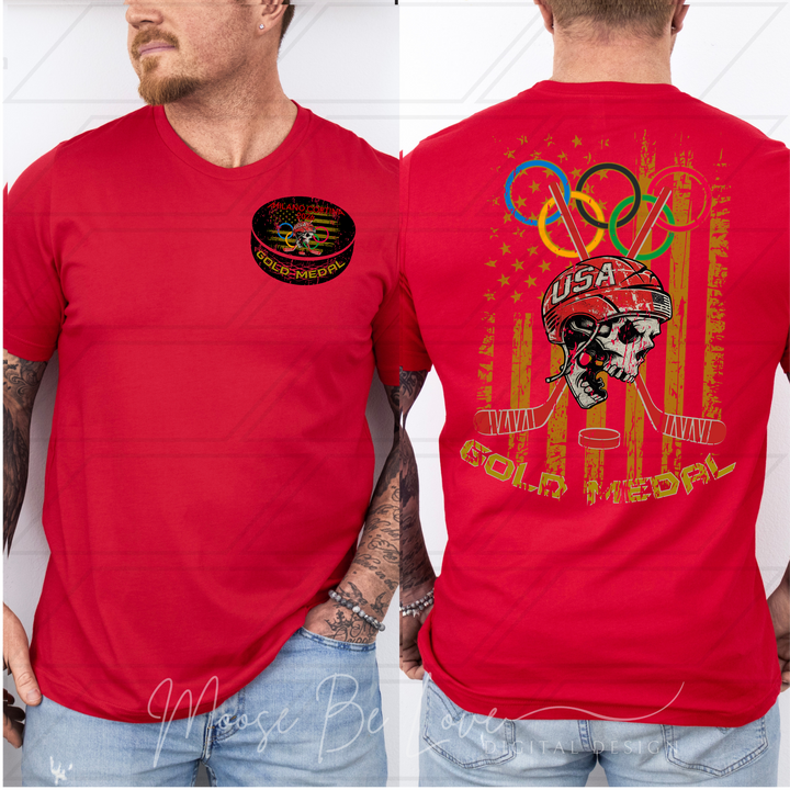 TEAM USA HOCKEY GOLD MEDAL AMERICAN FLAG