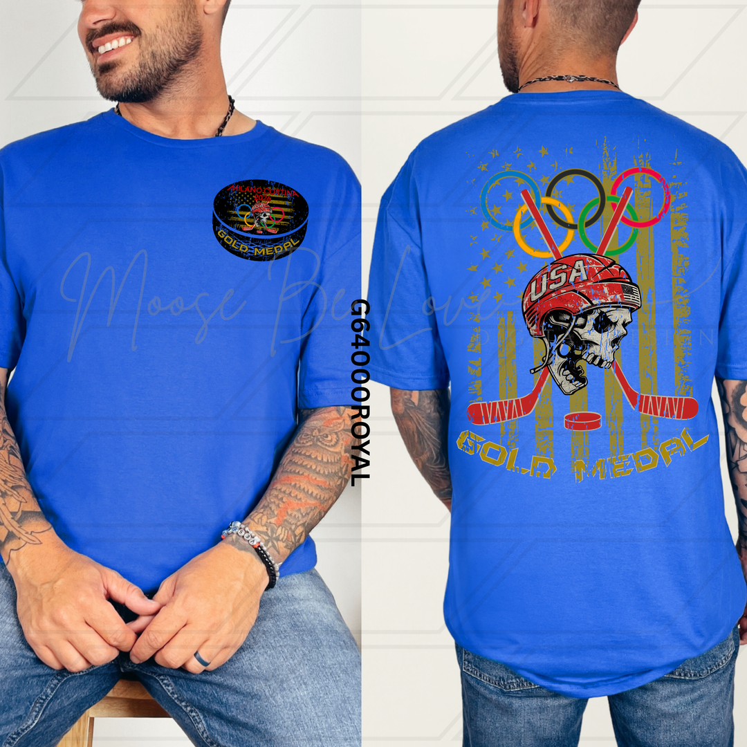 TEAM USA HOCKEY GOLD MEDAL AMERICAN FLAG