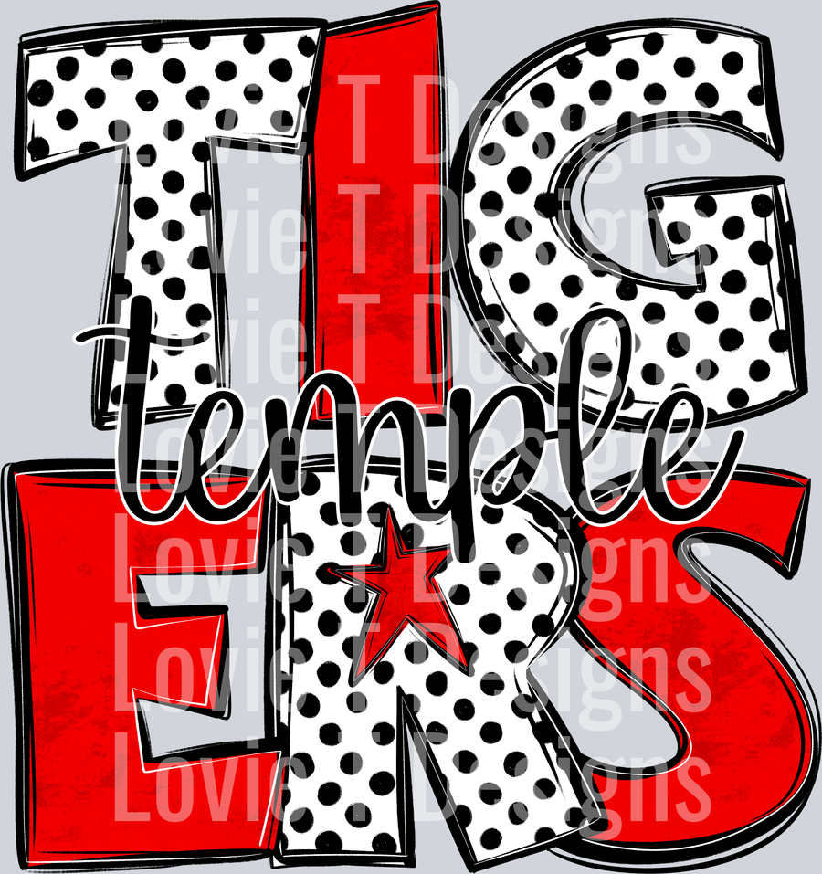 TEMPLE TIGERS RED STARRY