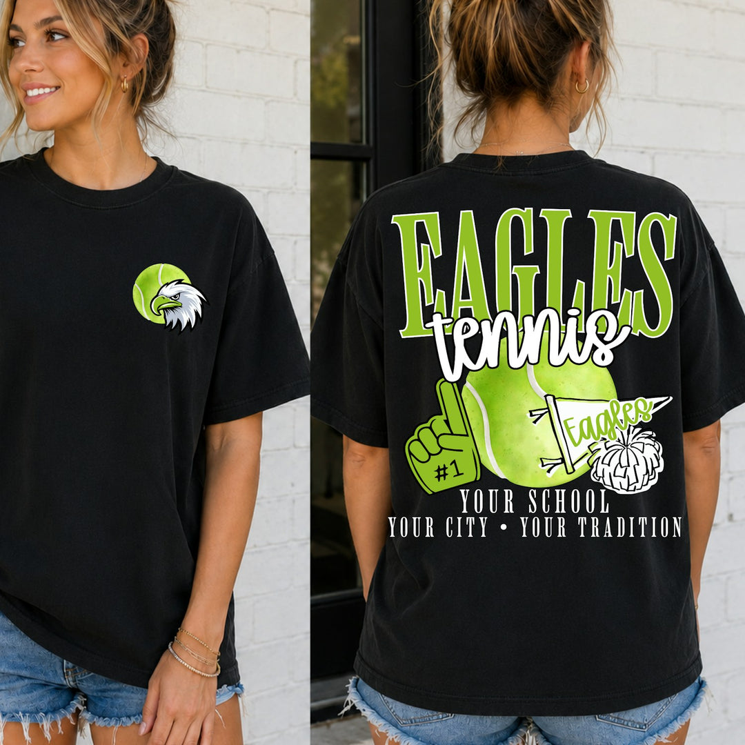 Tennis School Spirit Mascot customizable DTF transfer mockup