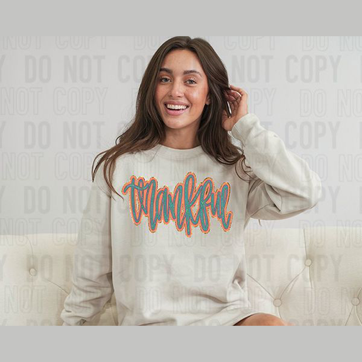 Thankful Teal Orange – DTF Transfer