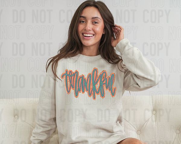 Thankful Teal Orange DTF transfer design – image 1