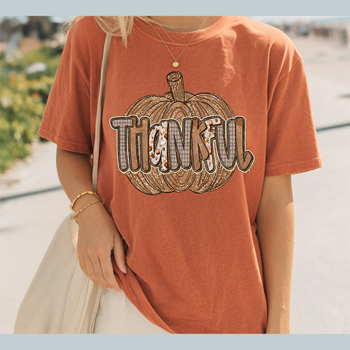 Thankful Thanksgiving Pumpkin – DTF Transfer