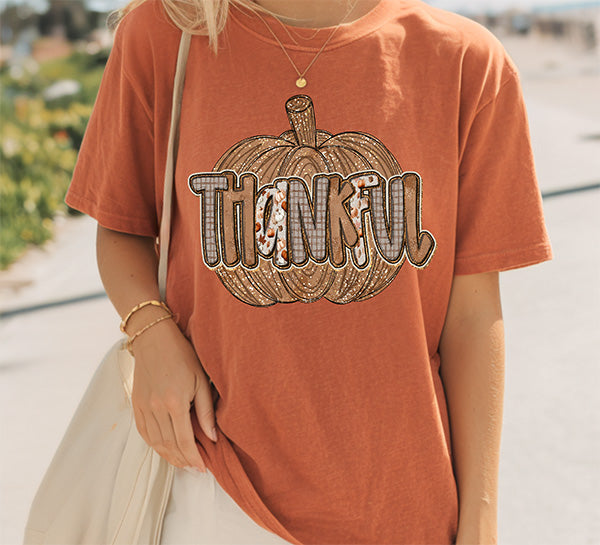 Thankful Thanksgiving Pumpkin DTF transfer design – image 1