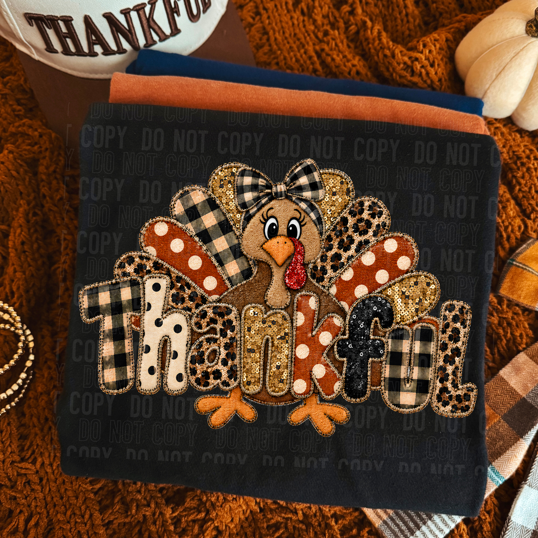 Thankful Turkey Thanksgiving DTF transfer mockup