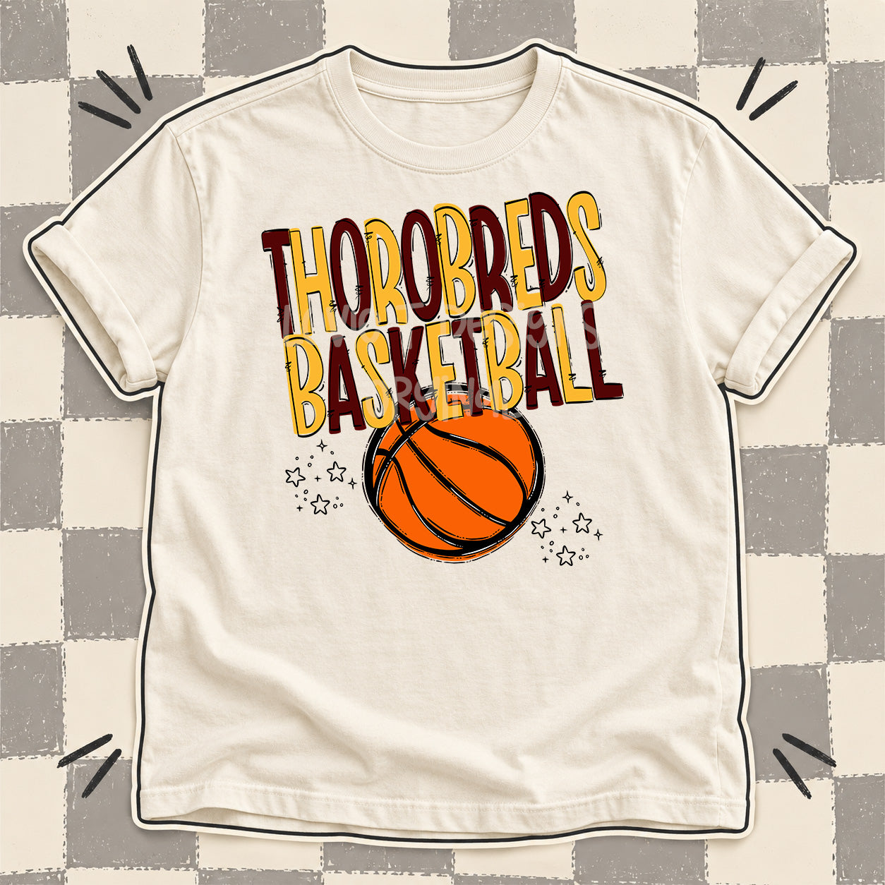 Team Go Basketball Mascots Thorobreds Maroon Yellow Gold design