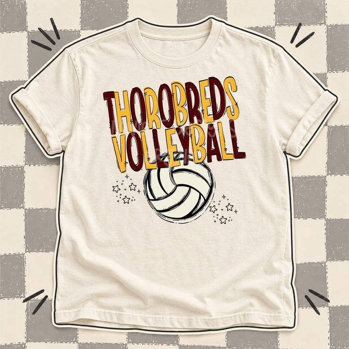 Thorobreds Maroon Yellow Gold Team Go Volleyball Mascots DTF transfer mockup