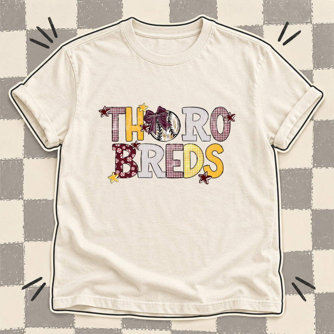 Thorobreds Maroon Yellow Gold White Mixed Doodle Baseball Mascots – Mascot Colors DTF transfer mockup