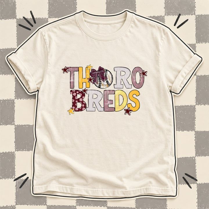 Thorobreds Maroon Yellow Gold White Mixed Doodle Baseball Mascots – Mascot Colors DTF transfer mockup