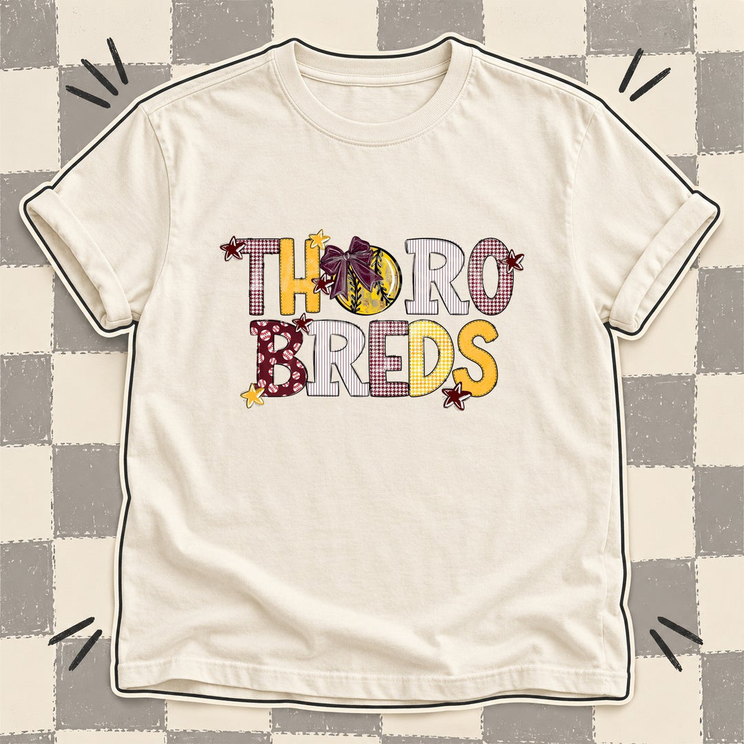 Thorobreds Maroon Yellow Gold White Mixed Doodle Softball Mascots – Mascot Colors DTF transfer mockup
