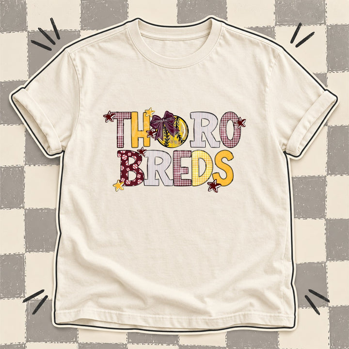 Thorobreds Maroon Yellow Gold White Mixed Doodle Softball Mascots – Mascot Colors DTF transfer mockup