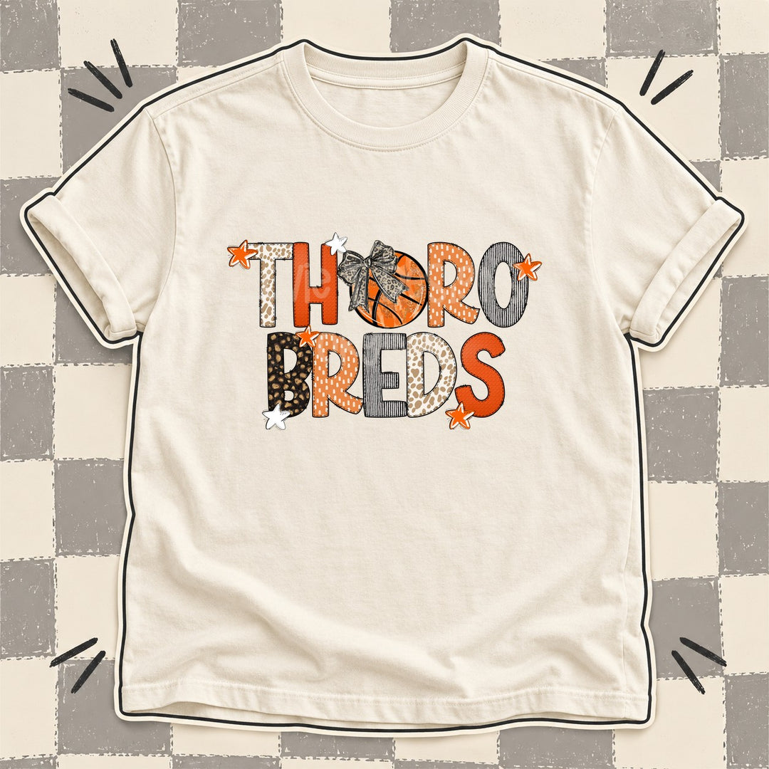 Thorobreds Mixed Doodle Basketball Mascots – Orange and Brown DTF transfer mockup