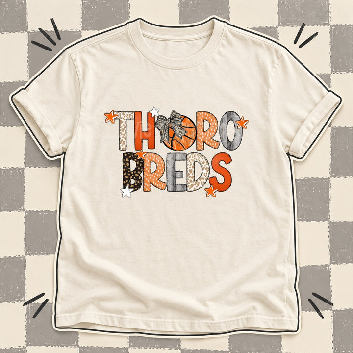 Thorobreds Mixed Doodle Basketball Mascots – Orange and Brown DTF transfer mockup