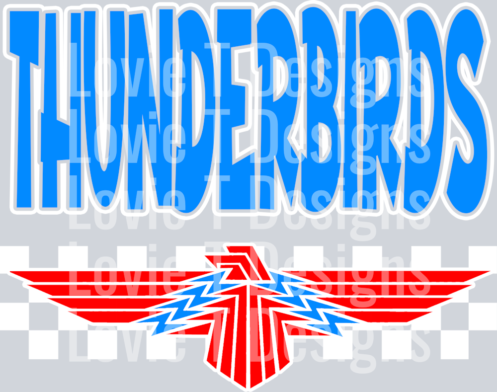 THUNDERBIRDS WHITE AND CAROLINA BLUE CHECKER MASCOT