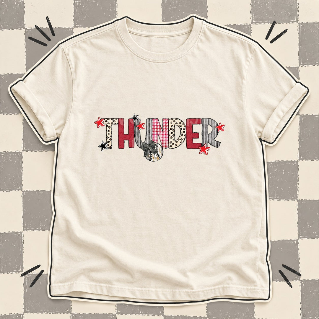 Thunder Mixed Doodle Baseball Mascots – Stitched Ballpark DTF transfer mockup