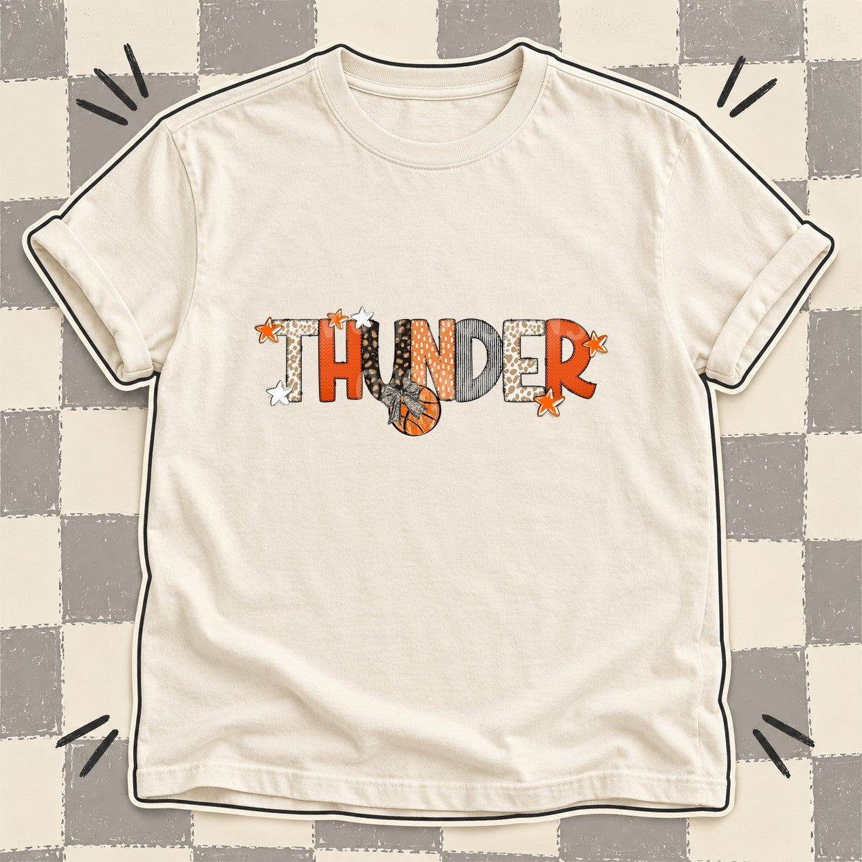 Mixed Doodle Basketball Mascots – Orange and Brown Thunder design