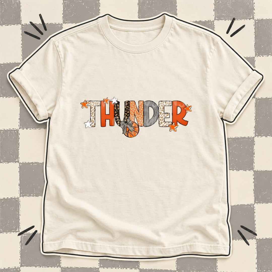 Thunder Mixed Doodle Basketball Mascots – Orange and Brown DTF transfer mockup