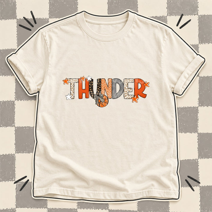 Thunder Mixed Doodle Basketball Mascots – Orange and Brown DTF transfer mockup