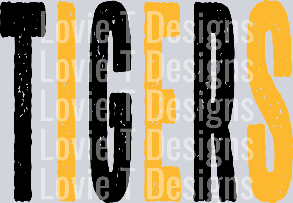 TIGERS BLACK AND YELLOW GOLD OVERSIZED GRUNGE MASCOT