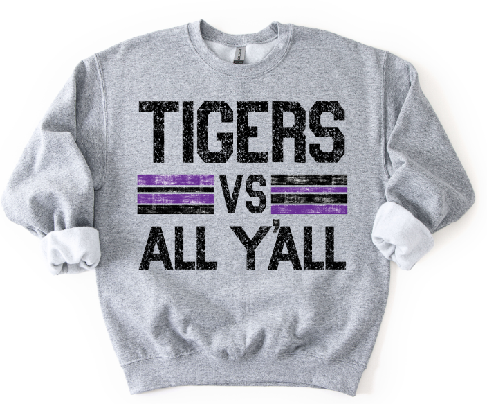 TIGERS BLACK VS ALL YALL PUPRLE AND BLACK