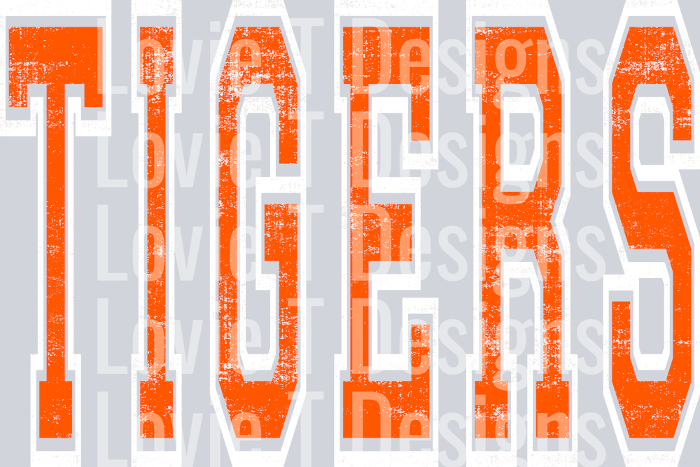 TIGERS ORANGE AND WHITE GRUNGE MASCOT