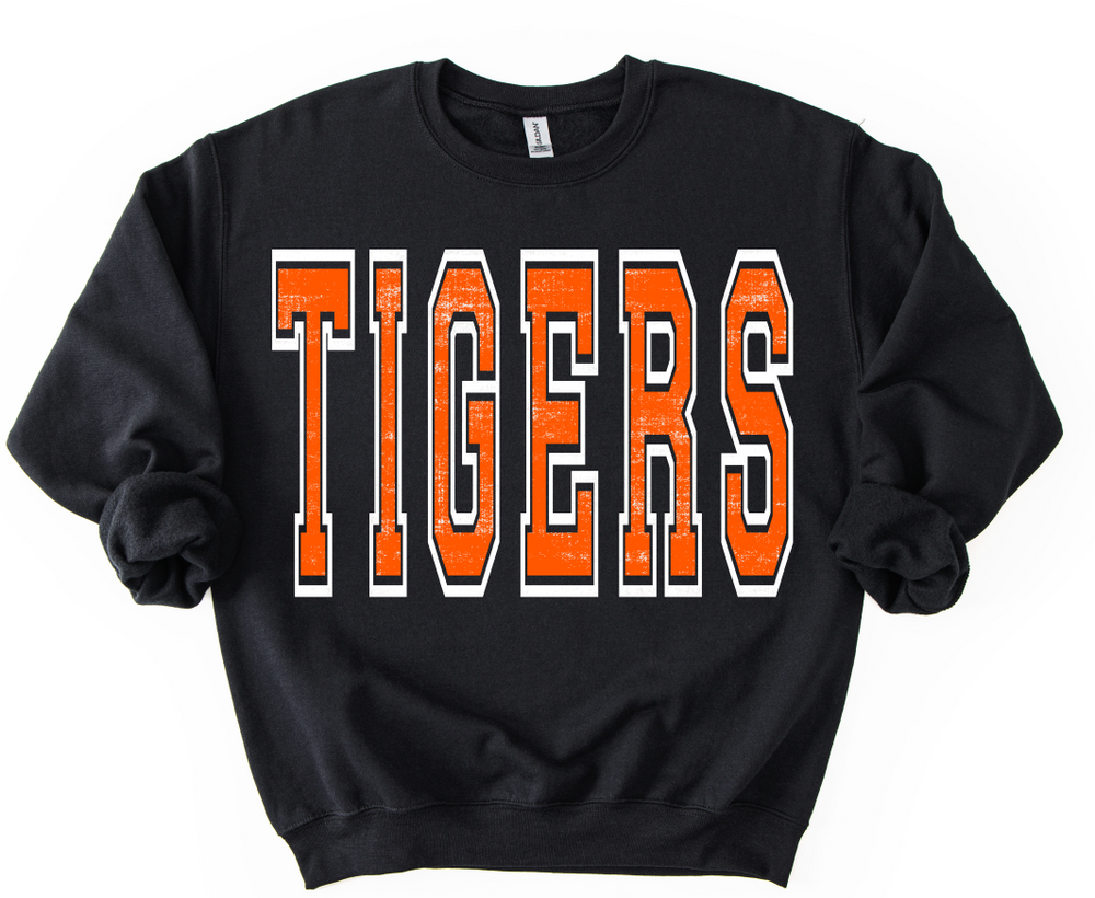 Tigers Orange and White Grunge Mascot DTF transfer design – image 1