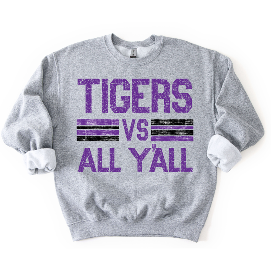 Tigers Vs All Y'all Purple and Black – DTF Transfer