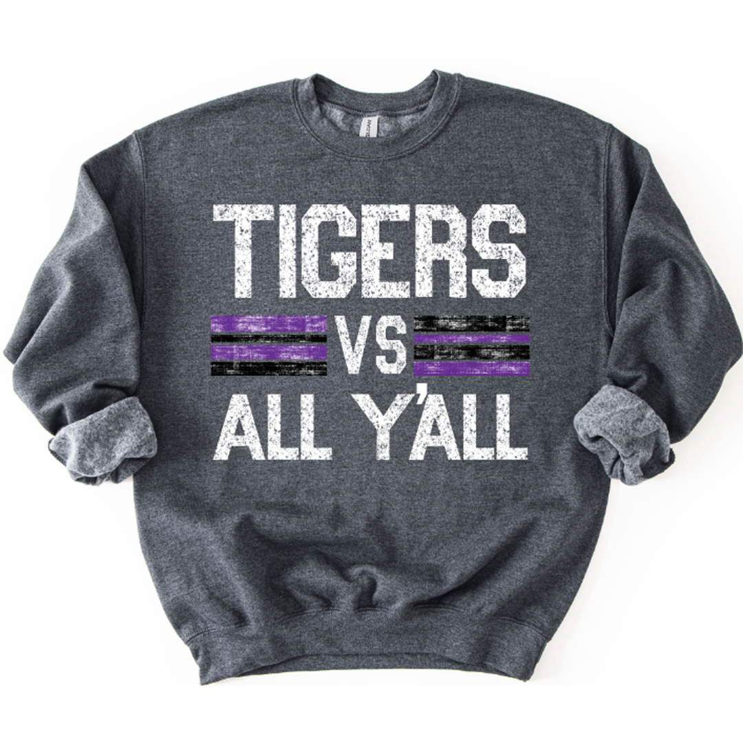 Tigers White Vs All Y'all Purple and Black – DTF Transfer
