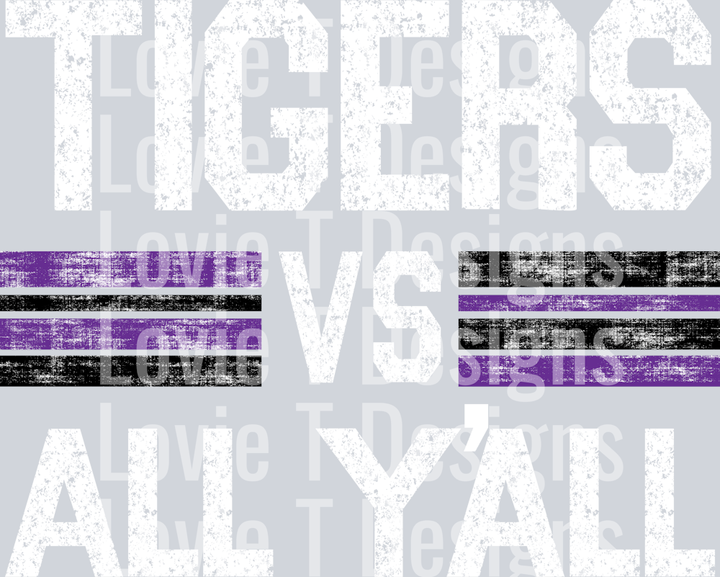 TIGERS WHITE VS ALL YALL PUPRLE AND BLACK
