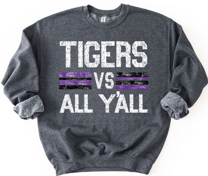 TIGERS WHITE VS ALL YALL PUPRLE AND BLACK