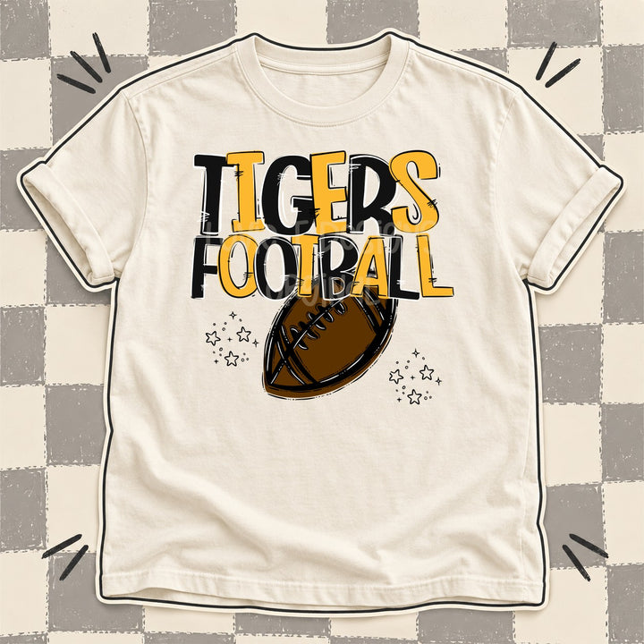 Tigers Black Yellow Gold Team Go Football Mascots DTF transfer mockup