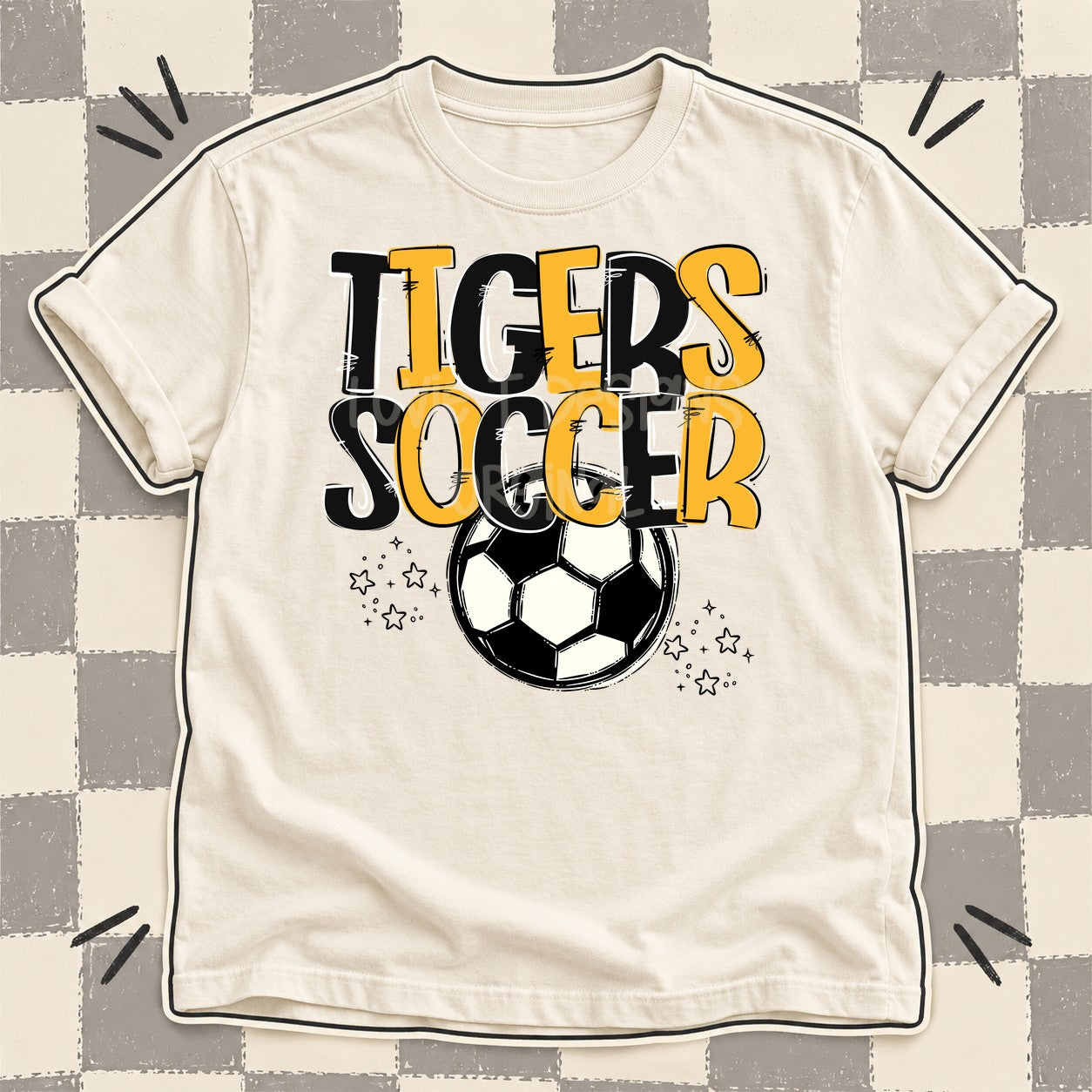 Team Go Soccer Mascots Tigers Black Yellow Gold design