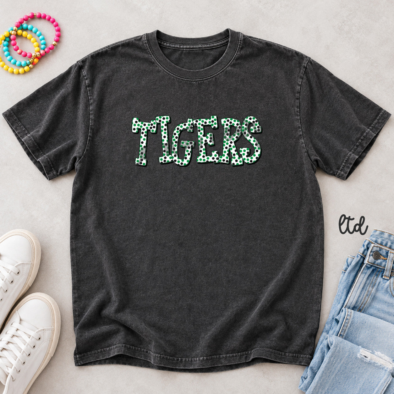 Polka Dot Mascots Tigers Green Black design