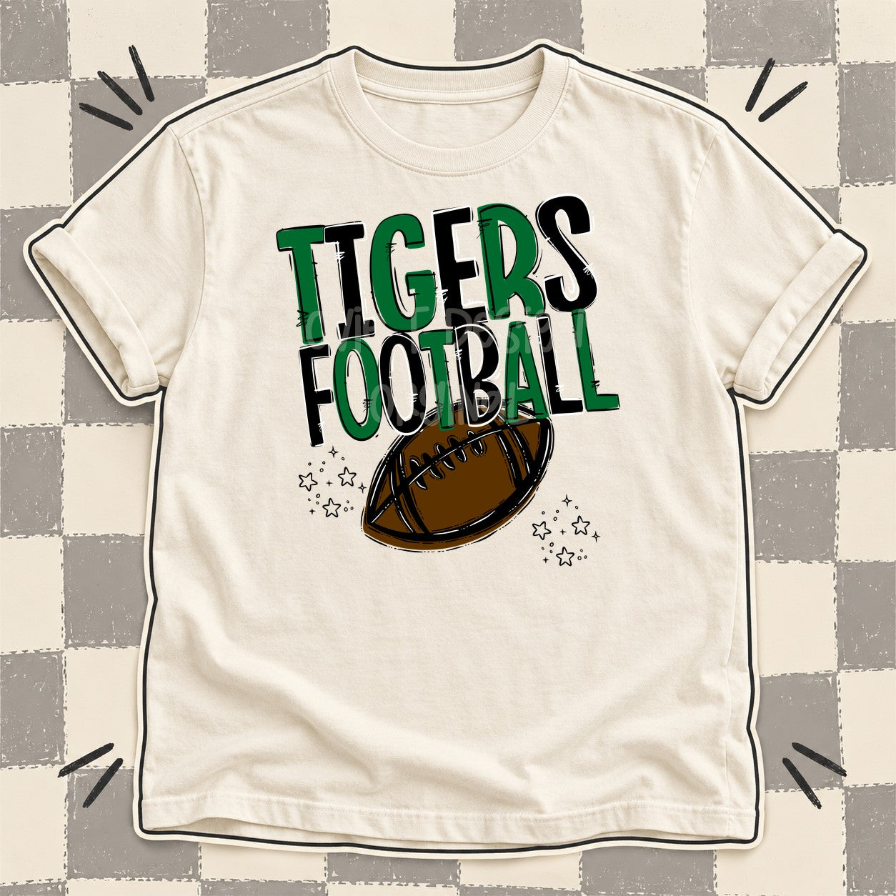 Team Go Football Mascots Tigers Kelly Green Black design