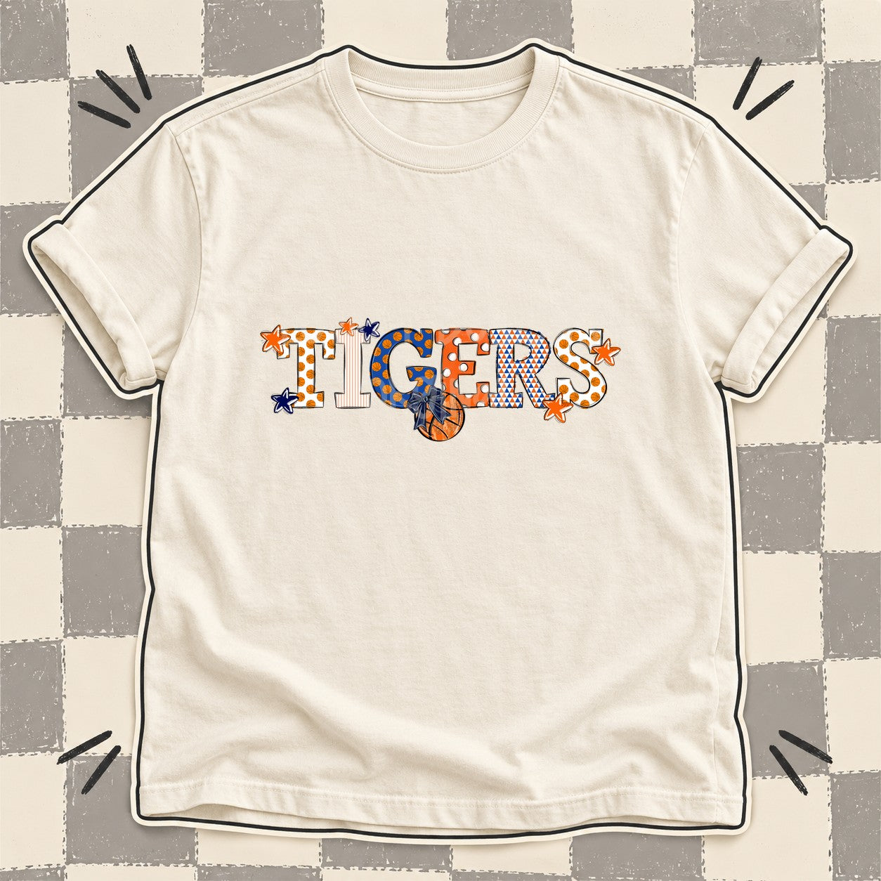 Mixed Doodle Basketball Mascots – Court Classic Tigers design