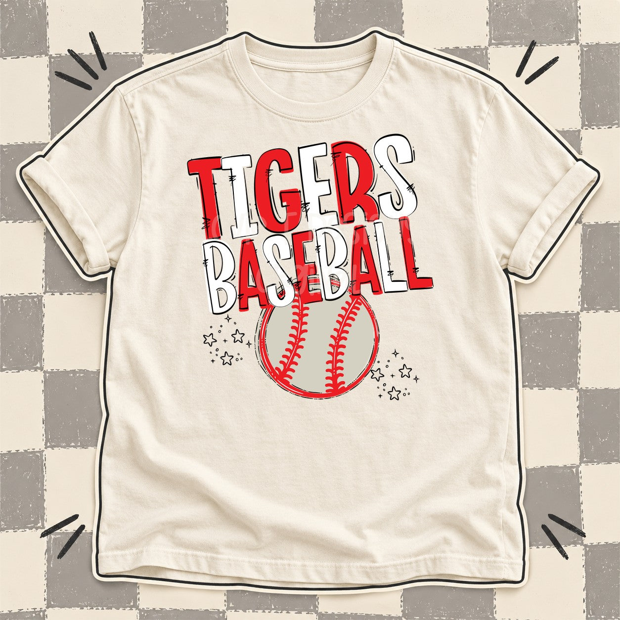 Team Go Baseball Mascots Tigers Red White design