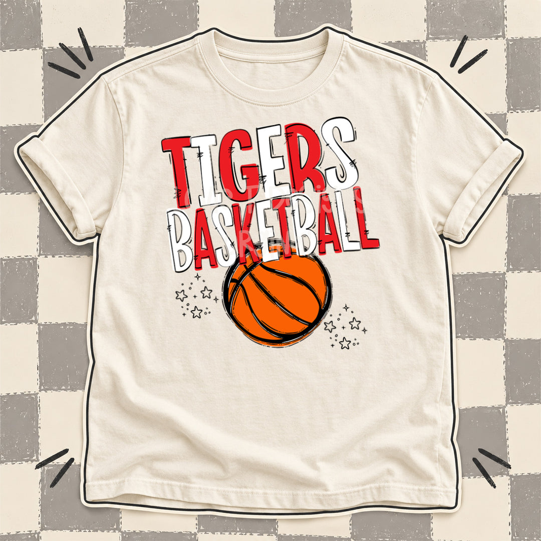 Tigers Red White Team Go Basketball Mascots DTF transfer