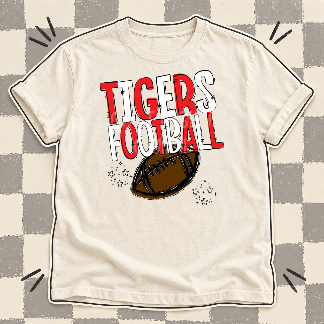 Team Go Football Mascots Tigers Red White design