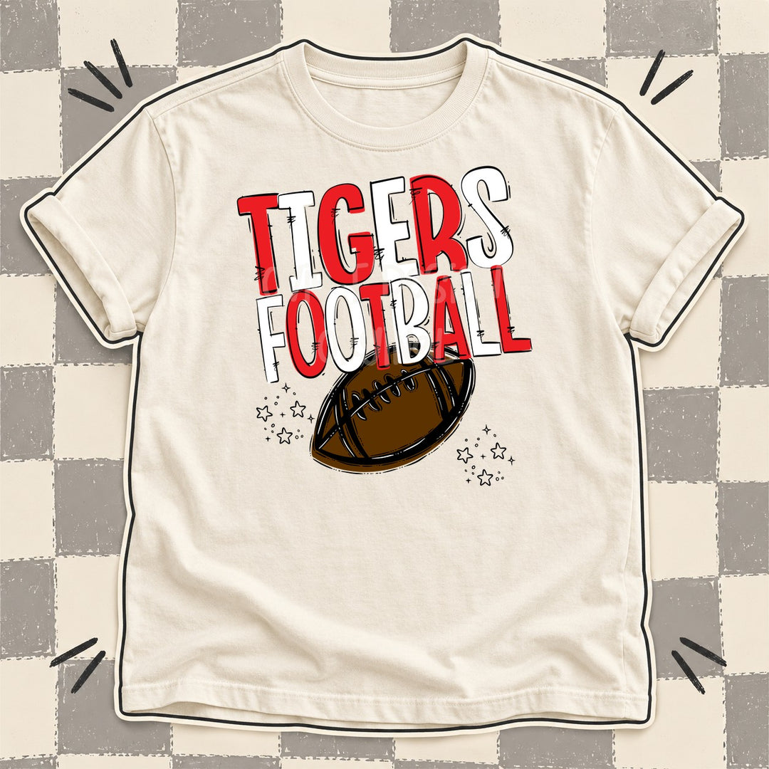 Tigers Red White Team Go Football Mascots DTF transfer mockup