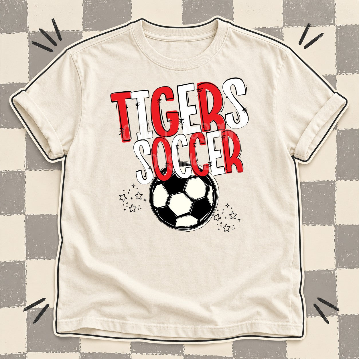 Team Go Soccer Mascots Tigers Red White design