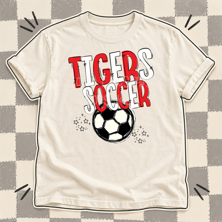 Tigers Red White Team Go Soccer Mascots DTF transfer mockup