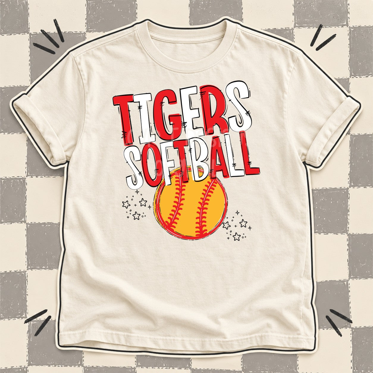 Team Go Softball Mascots Tigers Red White design