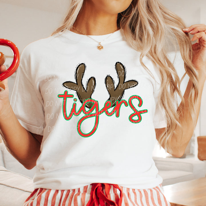 Tigers Reindeer mascot DTF transfer