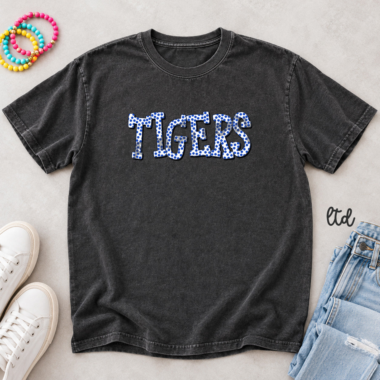 Polka Dot Mascots Tigers Royal Blue design