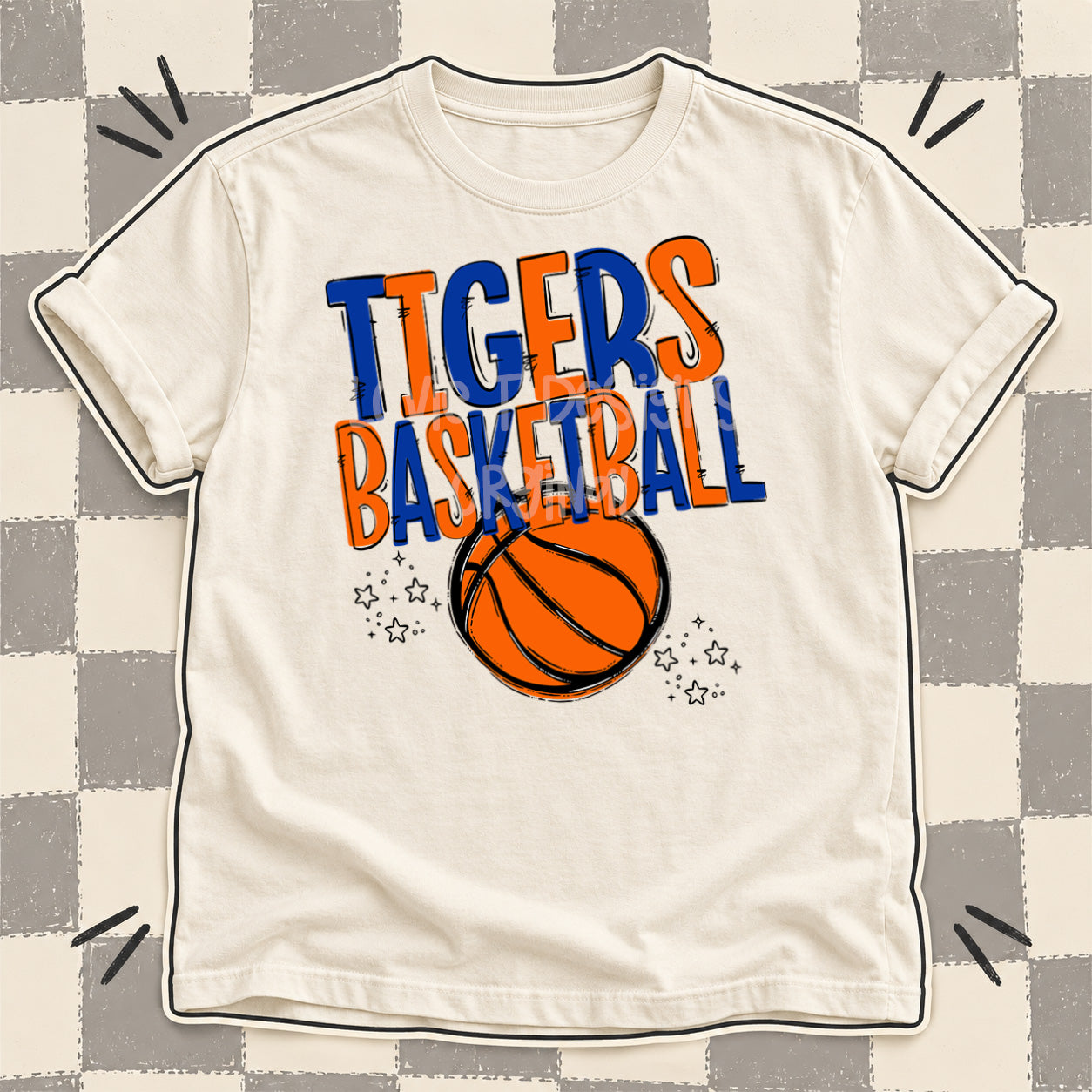 Team Go Basketball Mascots Tigers Royal Blue Orange design