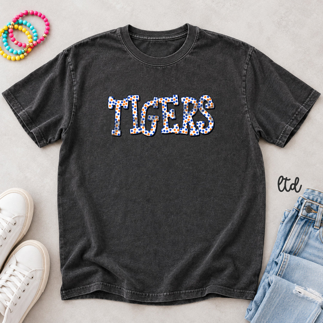 Tigers Royal Blue Orange Polka Dot Mascots DTF transfer mockup