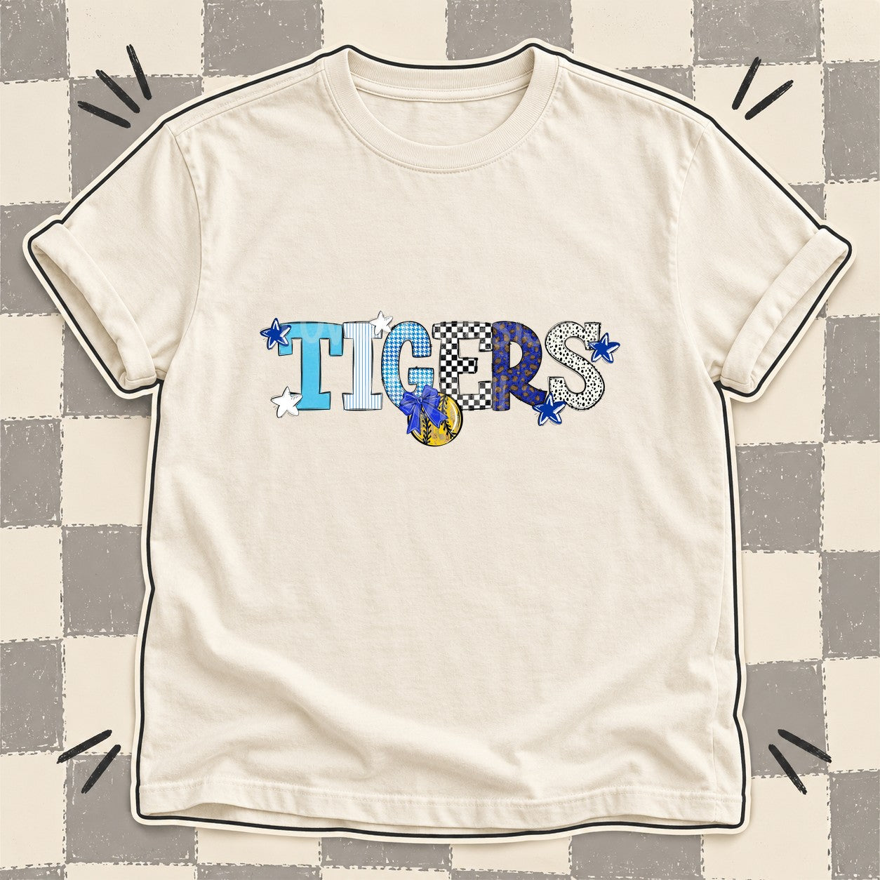 Mixed Doodle Softball Mascots – Mascot Colors Tigers Royal Blue White design
