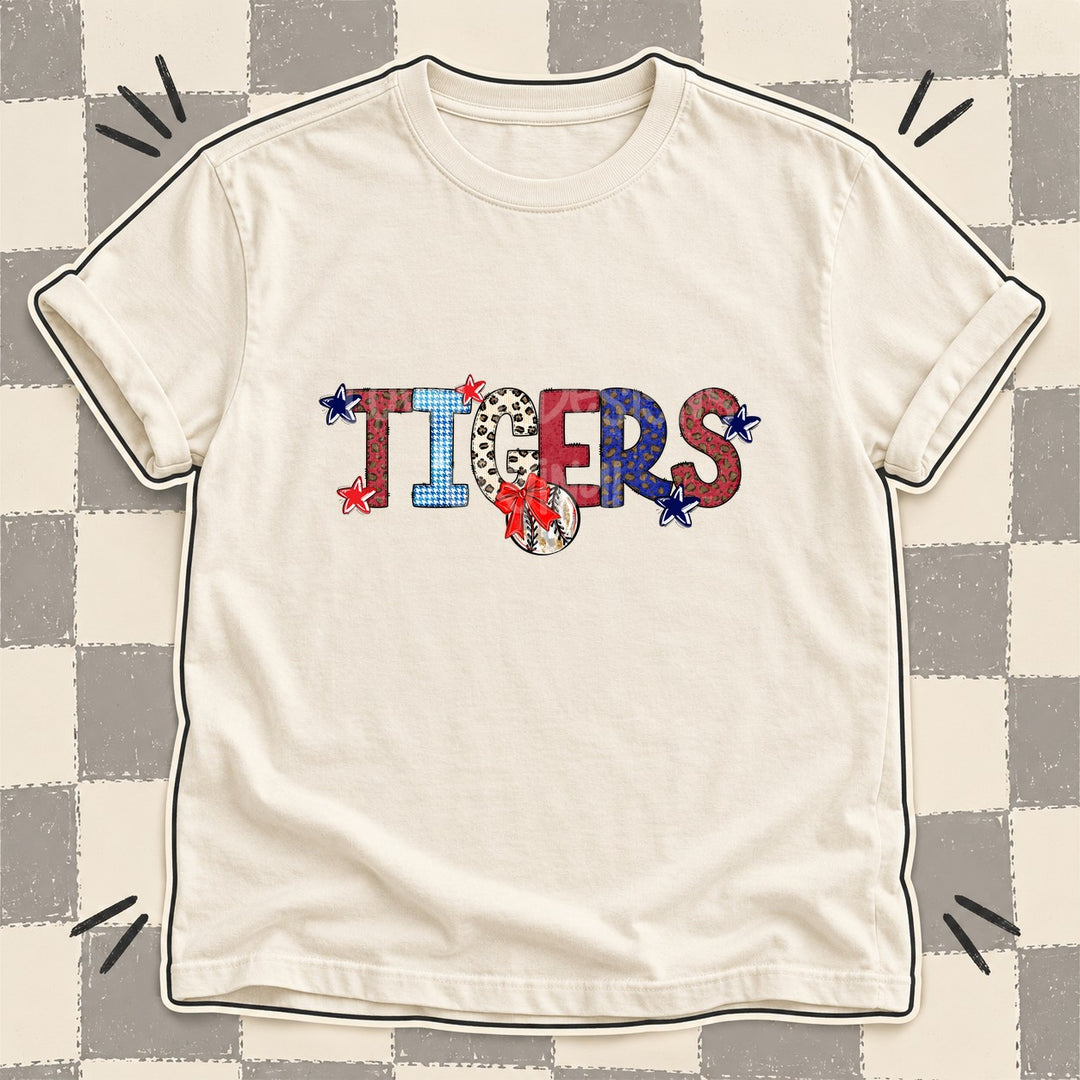 Tigers Mixed Doodle Baseball Mascots – Leopard Red Navy DTF transfer mockup