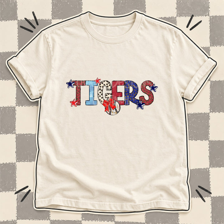 Tigers Mixed Doodle Baseball Mascots – Leopard Red Navy DTF transfer mockup